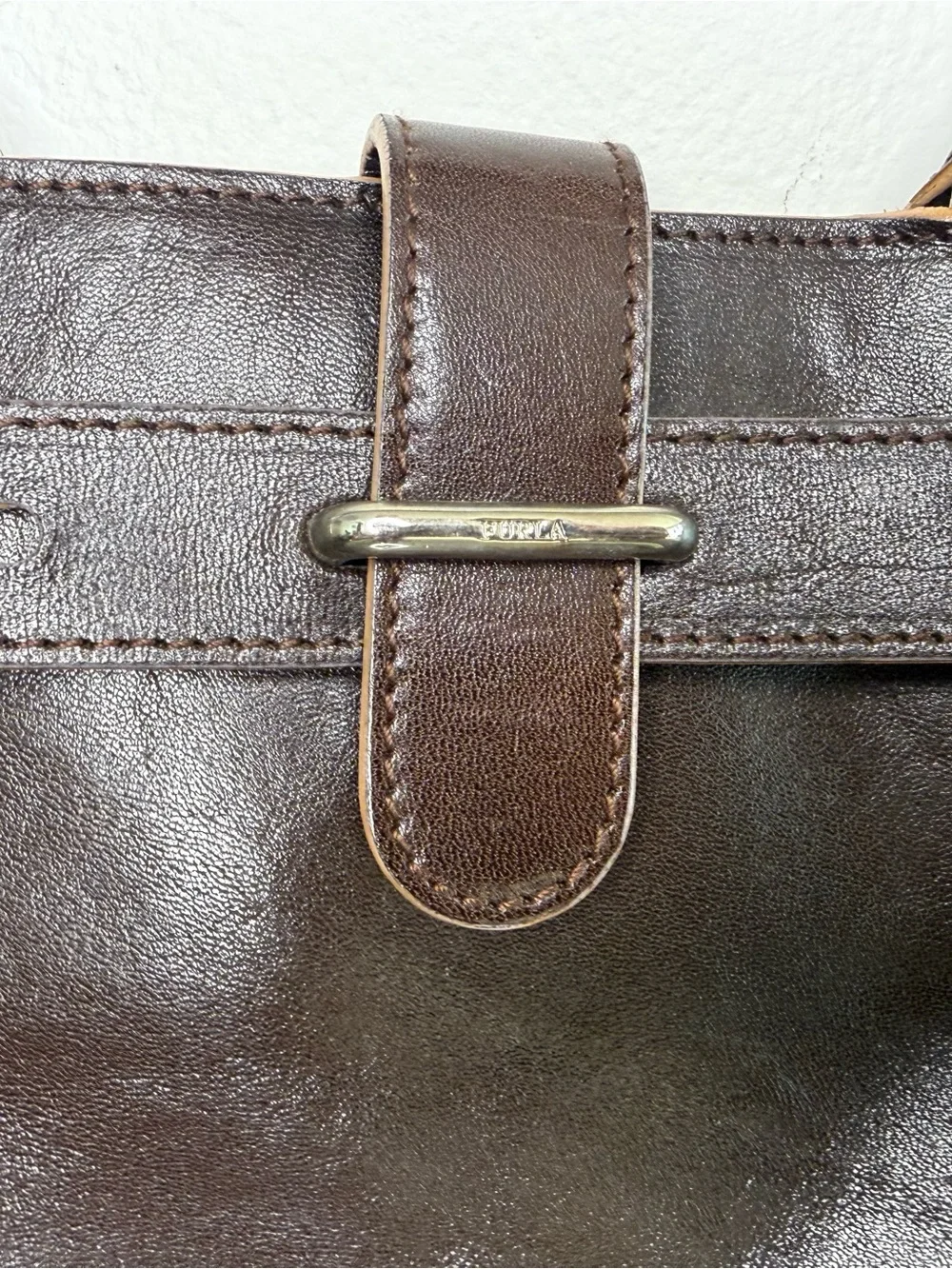 Furla Leather Tote Bag - Brown